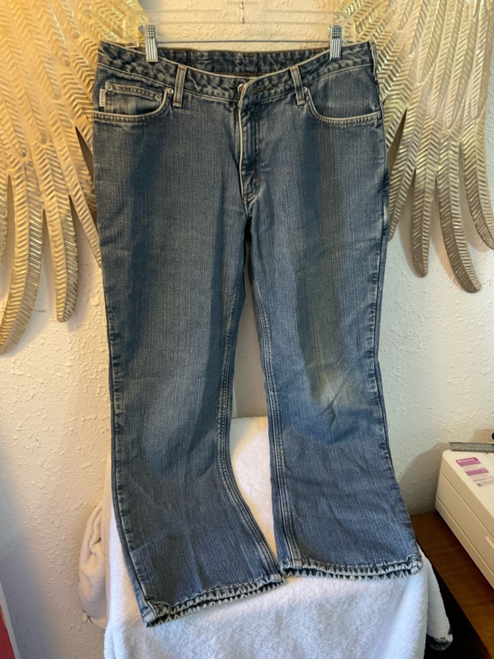 Carhartt Relaxed Fit Plaid Flannel Lined Denim Blue Jeans Women’s
